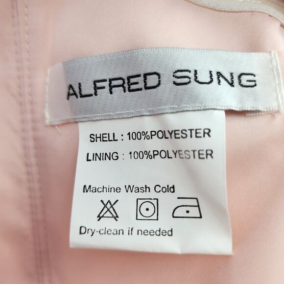 Alfred Sung Blush Strapless Satin Twill Gown W/Pockets - Style D755 Size 14 - Picture 5 of 11